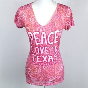 Peace Love & Texas Pink Burnout T-shirt Juniors medium